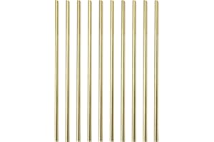 PGCOKO 10PCS 1/4 inch Solid Round Brass Rod Lathe Bar Stock Kit for DIY Craft Tool, 6.35mm / 1/4 inch in Diameter 12 inch in Length