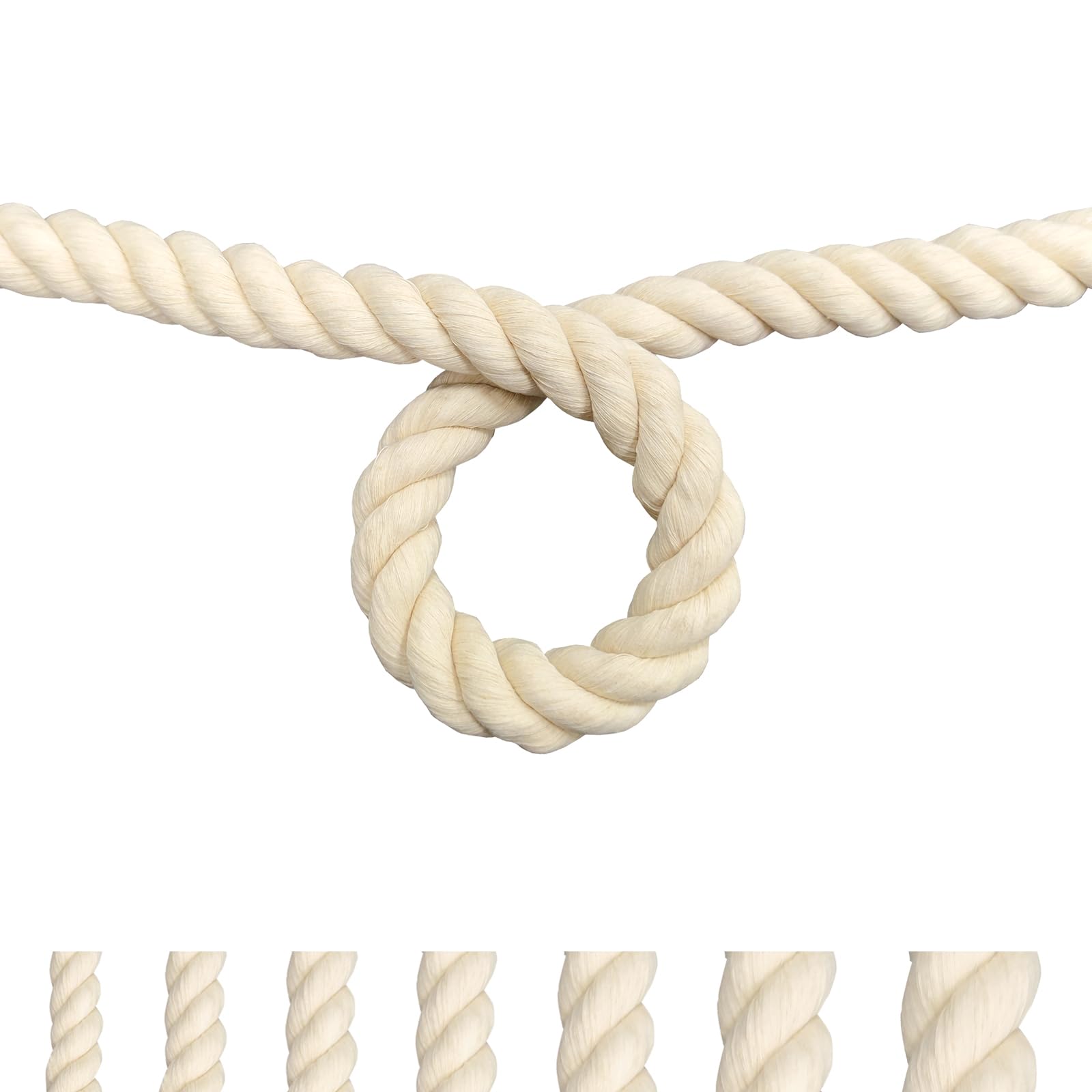 FOSER Cotton rope, macrame yarn, cotton cord for DIY crafts, decorative projects, pet toys (16 mm (4 m))