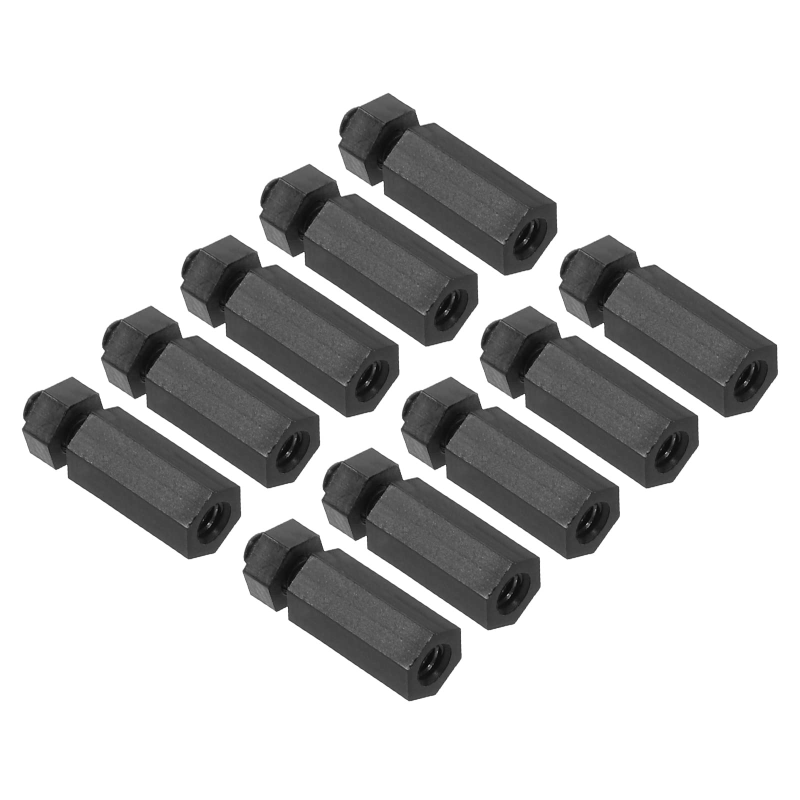 PATIKIL M2.5 Nylon Hex Standoff Screws Nuts, 1Set/100Pack PCB Male Female Threaded Kit for Motherboards, Computer Cases, Circuit Boards, Electronics (10mm+5mm, Black)