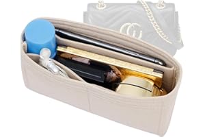 OAikor Felt Purse Organizer Insert Compatible with GG Marmont Small Matelasse Shoulder Handbag and More, Small Handbag Insert Liner Pouch for Women Inner Bladder Bag Storage Bag (Beige,S)