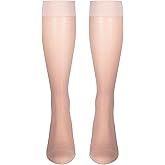 NuVein Sheer Compression Stockings, 15-20 mmHg Support, Women's Medium Denier Nylons, Knee High, Closed Toe, Nude, Large