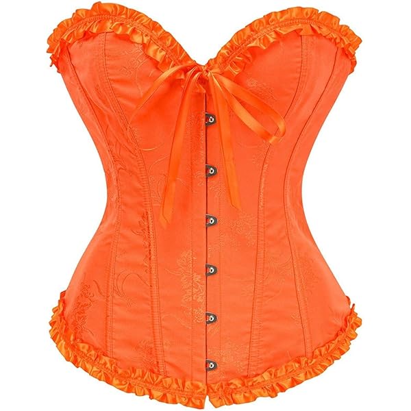 OMZIN Floral Lace Trim Corset for Women Overbust Waist Cincher