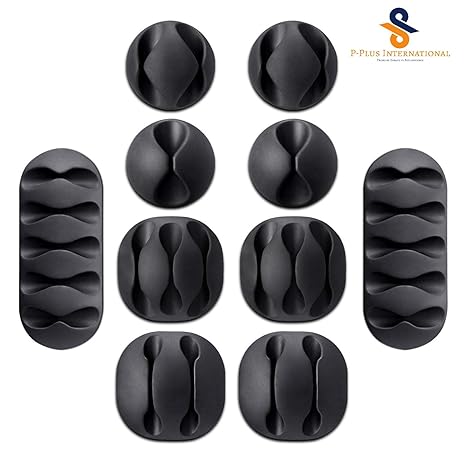 P-Plus International Wire Clips Cable Protector for TV Home, Cubicle, Car, Desk (Pack of 10)