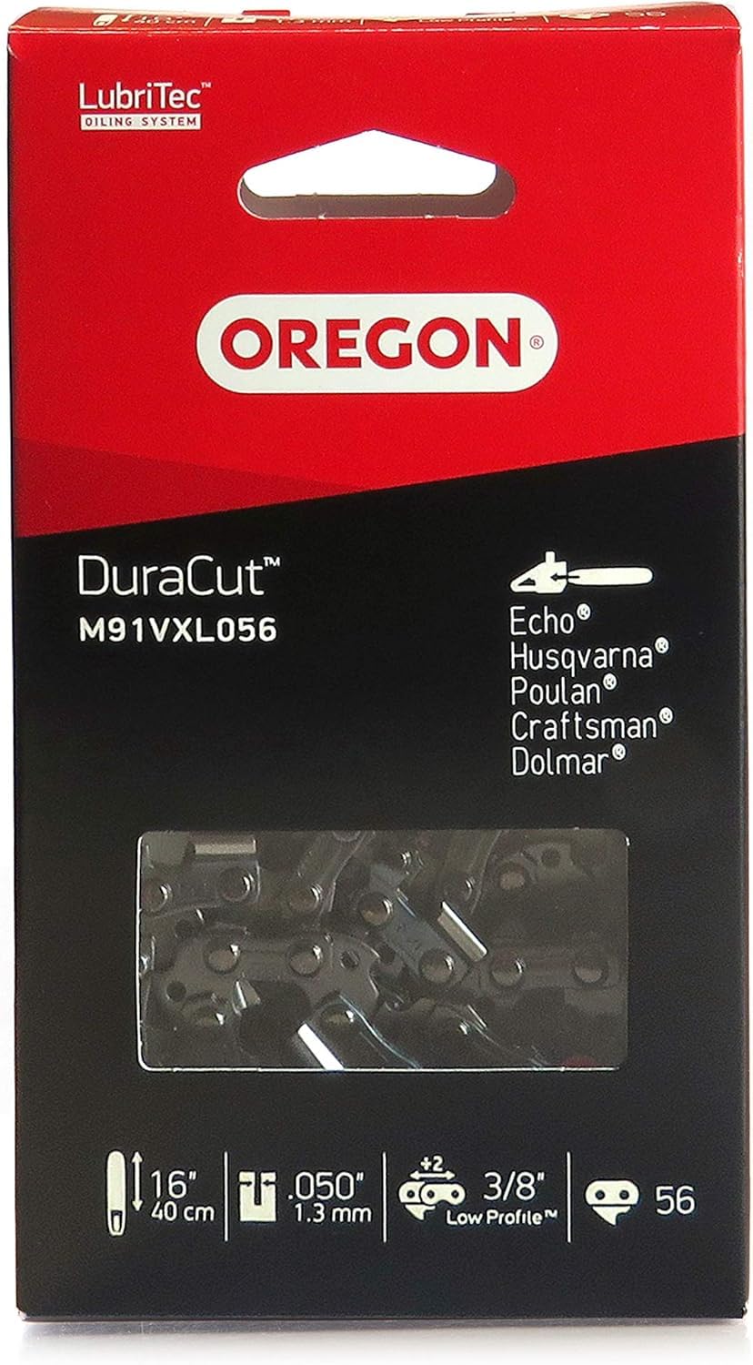 Oregon DuraCut Chainsaw Chain for 16-Inch (40 cm) Bar -56 Drive Links – fits Husqvarna, Echo, Poulan, Craftsman, Domar and More (M91VXL056E)