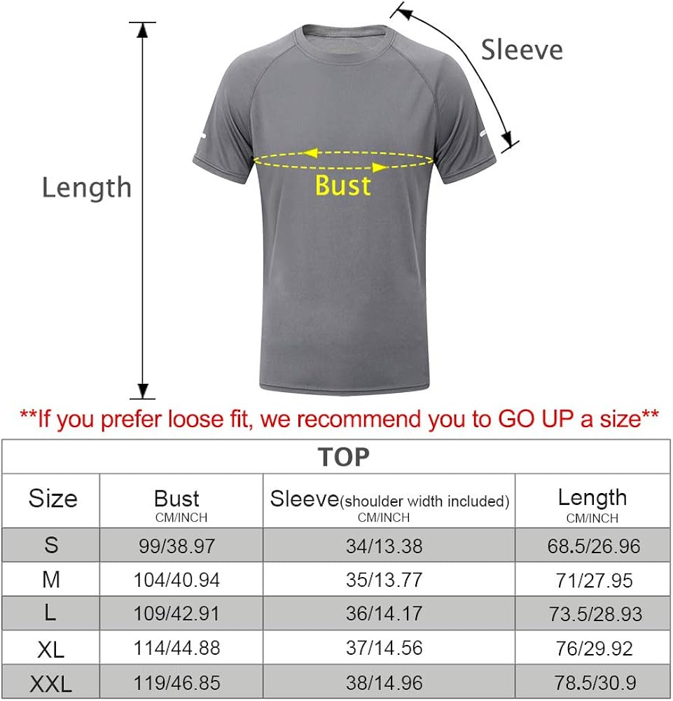Men's Athletic T-Shirts, Cool Dry Fit Short Sleeve Shirt Fitness Sport Workout Crew Neck Tees: Clothing