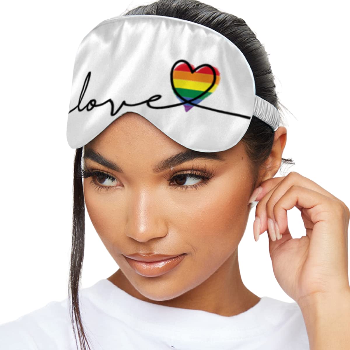 SMUG Satin Sleep Mask - Sleep Aid for Women & Men for Sleeping & Travel - Silky Soft to Nourish Skin & Reduce Dark Circles - Eye Cover to Block Out Light - Pride Love โ image 1