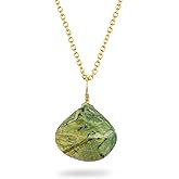 CRYSTALINES Natural Gemstones Dainty Necklace, Polished Heart Stones Pendants, Handmade Boho Jewelry, Adjustable Chain, Wicca & Reiki Healing Crystals, Christmas Gift for Women, 18inch