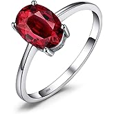 JewelryPalace Class Natural Gemstone Garnet Peridot Amethyst Citrine Blue Topaz Birthstone Solitaire Engagement Rings for Women, Anniversary 14K Gold Plated 925 Sterling Silver Promise Rings for Her