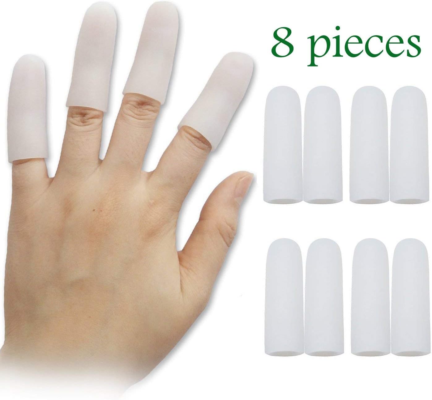 Toe Tubes –Adult Finger Brace Silicone Thumb Sleeves, Gel Protectors Care,Arthritis Stiffness and Pain Relief, Finger Sleeves and Fingertip Guard Cuttable - 8 Pieces