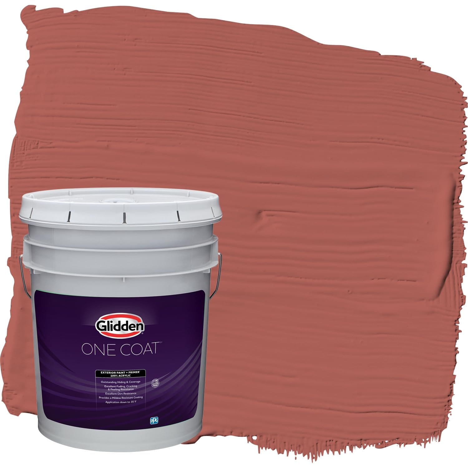 Glidden Exterior Paint + Primer: Red/Pizza Pie, One Coat, Satin, 5-Gallons