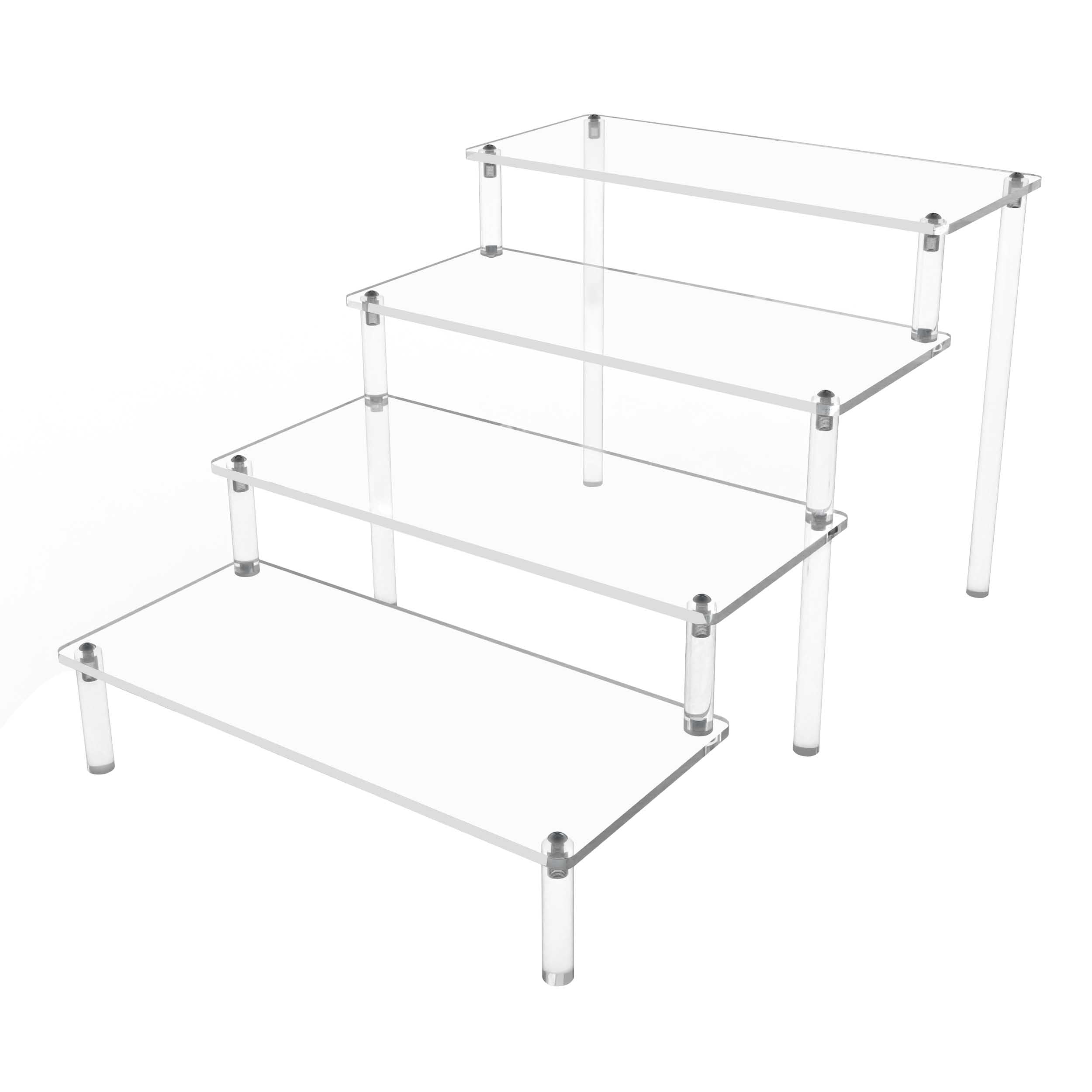 Photo 1 of Hmdivor Acrylic Risers for Display 1 Pack 4 Tier Acrylic Display Risers Perfume Stand, Clear Cupcake Display Stand Holder for Perfume Figures Cupcake Dessert 9 IN