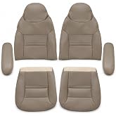 NLQR Front Driver and Passenger Side Bottom &amp; Top Lean Back Replacement Leather Seat Covers &amp; Armrest Covers Tan Compatible with Ford Excursion Limited XLT 2000 2001, #NH EH LH 4H