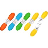 AUGSUN Corn Holders, 10Pcs/5 Pairs Corn Cob Holders Stainless Steel | Interlocking Corn on The Cob Holders, Silicone Handle, Fruit Meat BBQ Forks Skewers, For Home Cooking Party Camping Picnics