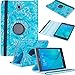Fulland PU Leather 360 Rotating Stand Case for Samsung Tab A 8.0 - Blue Flower