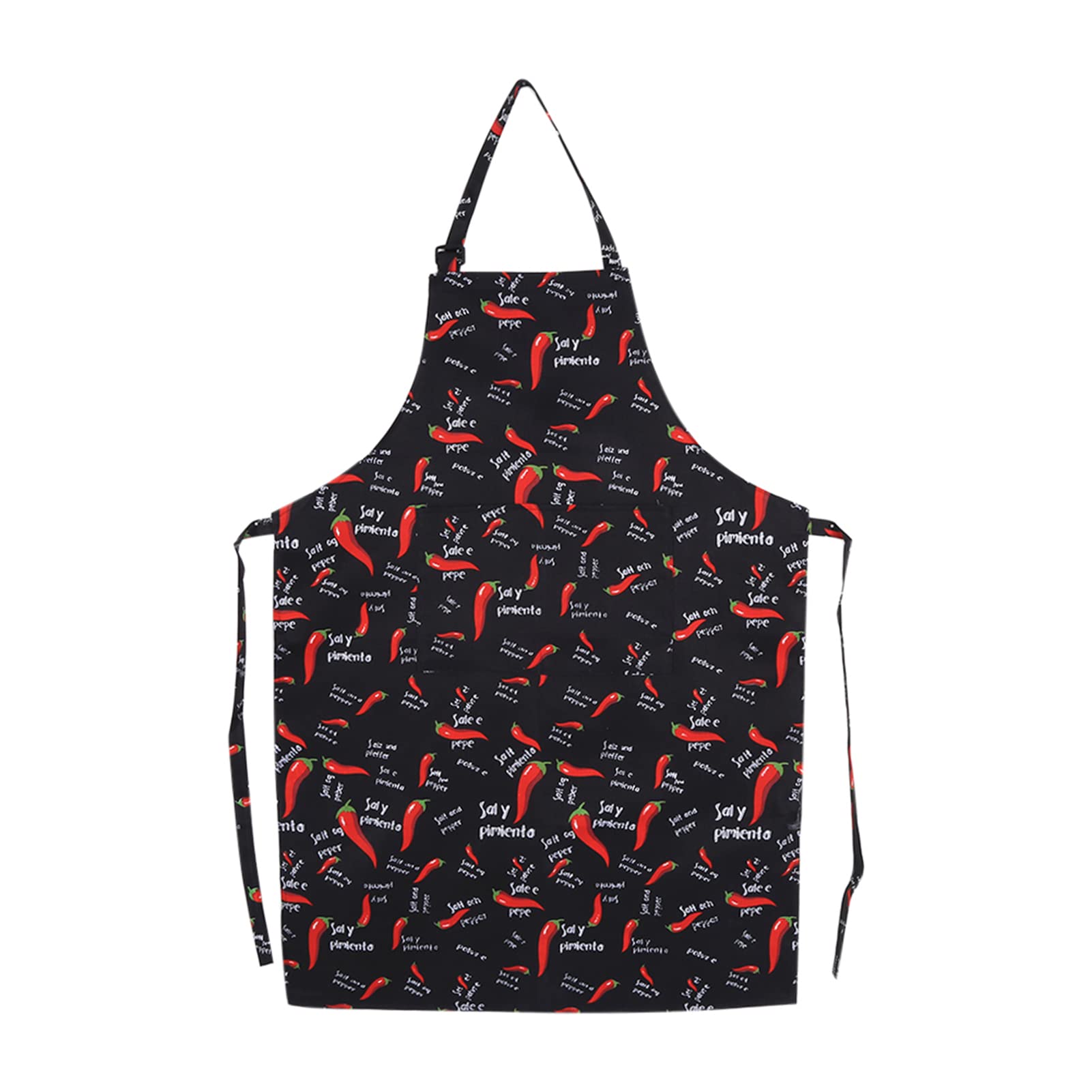 Kitchen Aprons, Practical Bulk Apron with Pockets for Men Women, Restaurant Chef BBQ Use, Adjustable Bib Apron for Cooking Grilling Crafts, Chilli Design