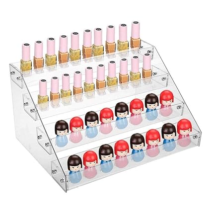 Nail Polish Rack, 6 Types Durable Nail Polish Acrylic Clear Makeup Display Stand Rack Organizer Holder Holds Up to 60 Bottles(Four Layers-#3)