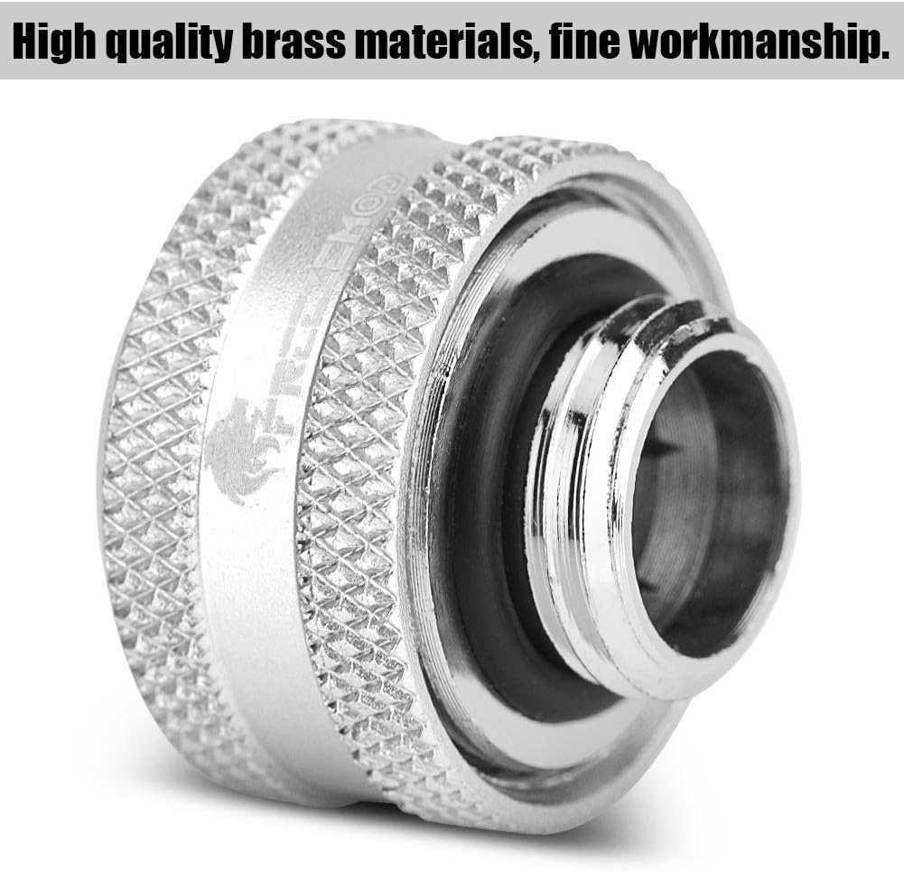 Richer-R 4 Pieces/6 Pieces Water Cooling Compression Connector for Rigid Acrylic Tube OD 14 mm (4 x Silver) - Image 4