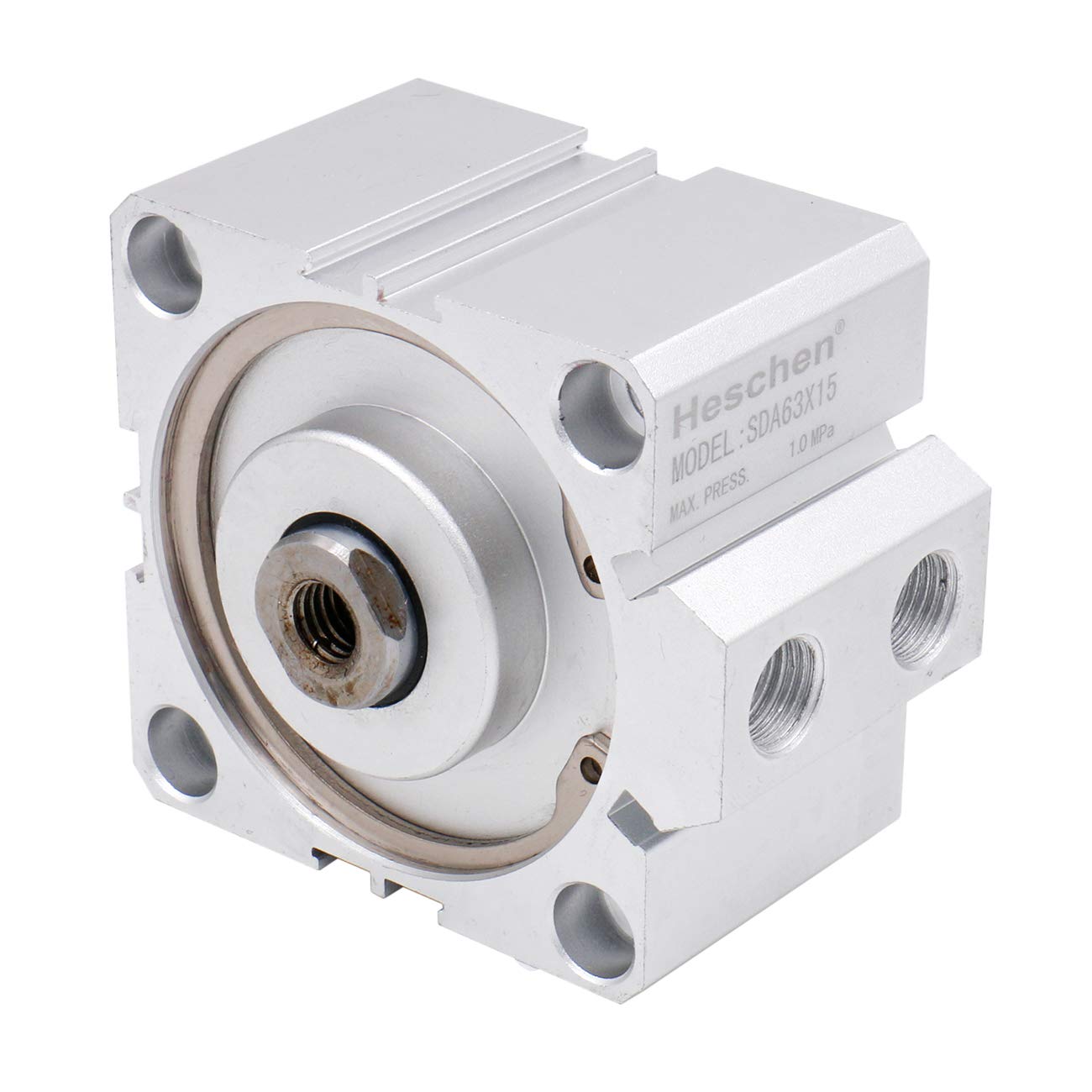 Heschen Pneumatic Compact Aluminum Air Cylinder SDA 63-15 Bore: 63mm Stroke 15mm 1/4 PT Port Size Double Acting