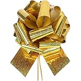 1PC Giant Large Pull Bow Big Glitter Metallic Bow,12 Inch,Great Gift Bows for appliances,Bikes,Table Decorations and Party Events(Gold)