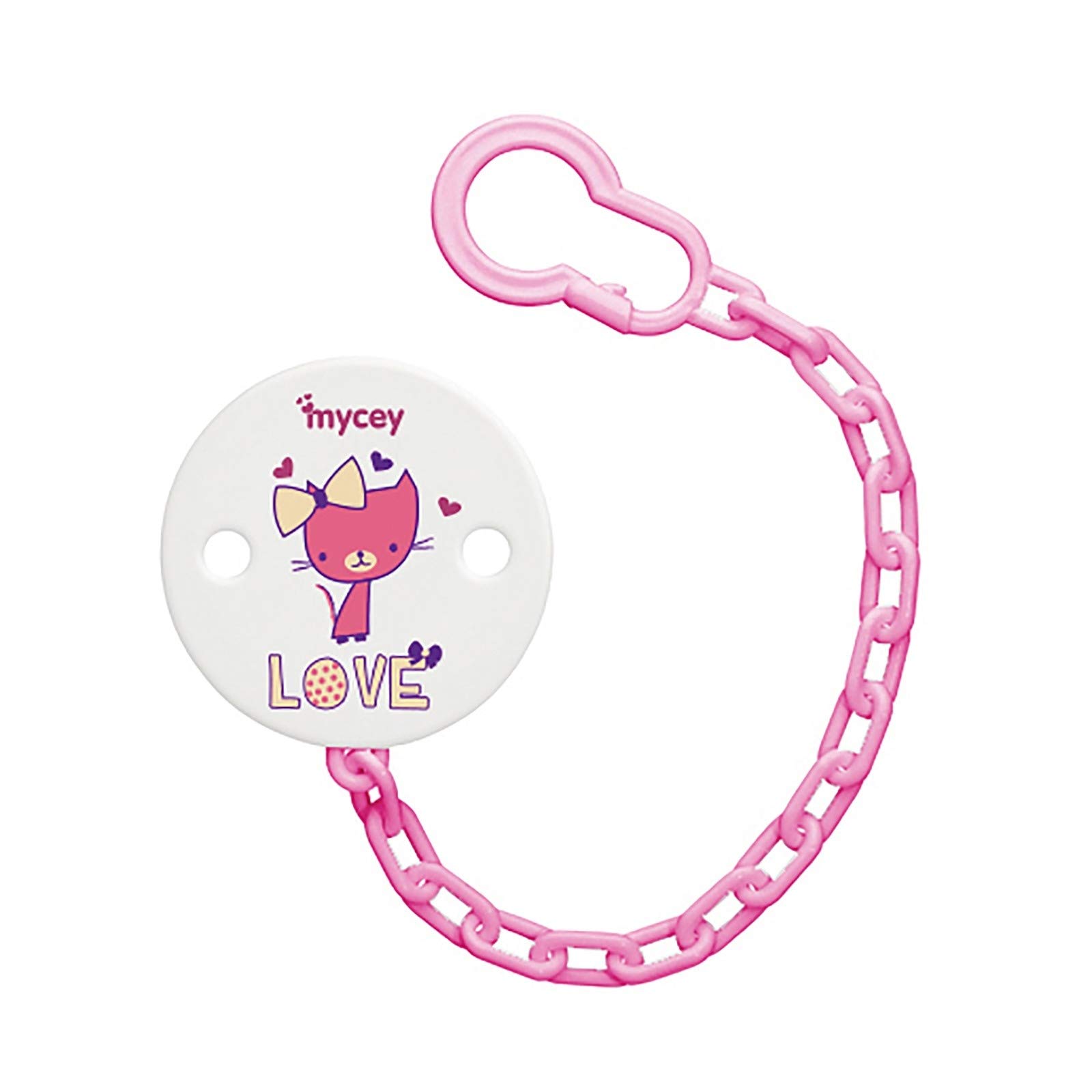 Mycey Pacifier Chain, Dummy Clip, Chains for Dummies, Baby Dummy Clip - Love