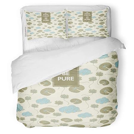 Sanchic Duvet Cover Set Erh With Lotus Lily Pad And Cloud Keep