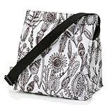 U Konserve UK028 Insulated Lunch Sack, Wild leaves, Small, White/Black