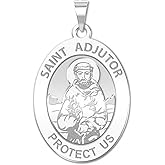 PicturesOnGold.com Saint Adjutor Religious Medal - - 2/3 X 3/4 Inch Size of Nickel, Sterling Silver