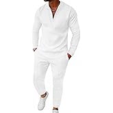 Bealin Mens Track Suits 2 Piece Long Sleeve Zip Polo Shirts & Sweatpants Textured Athletic Sweatsuit Casual Joggers Sets