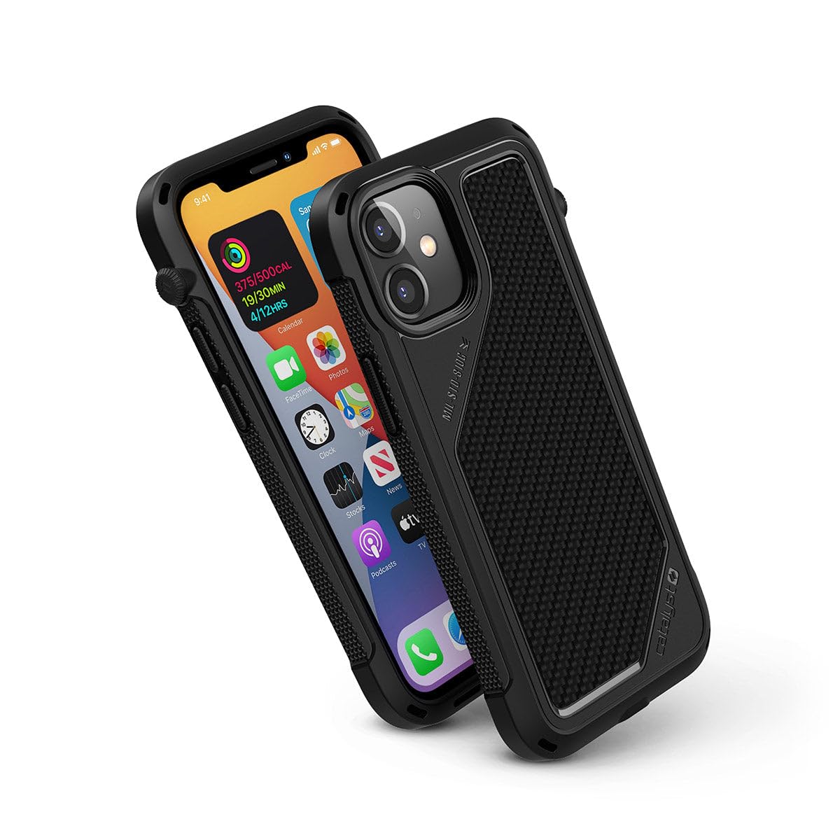 Catalyst Vibe Series Case Designed for iPhone 12 Mini, Compatible with MagSafe, Patented Rotating Mute Switch, 10ft Drop Proof, Crux Accessories Attachment System Stealth Black