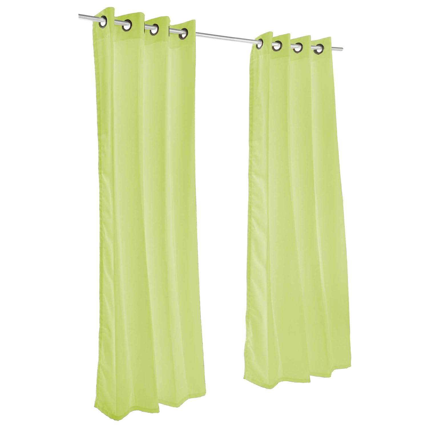 Sunbrella Canvas Brass Outdoor Curtain with Dark Gunmetal Grommets 50 in. Wide x 84 in. Long