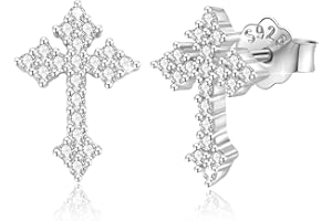 CUTEFEEL Sterling Silver Cross Stud Earrings for Women Men, CZ Cross Stud Hypoallergenic Jewelry Gift
