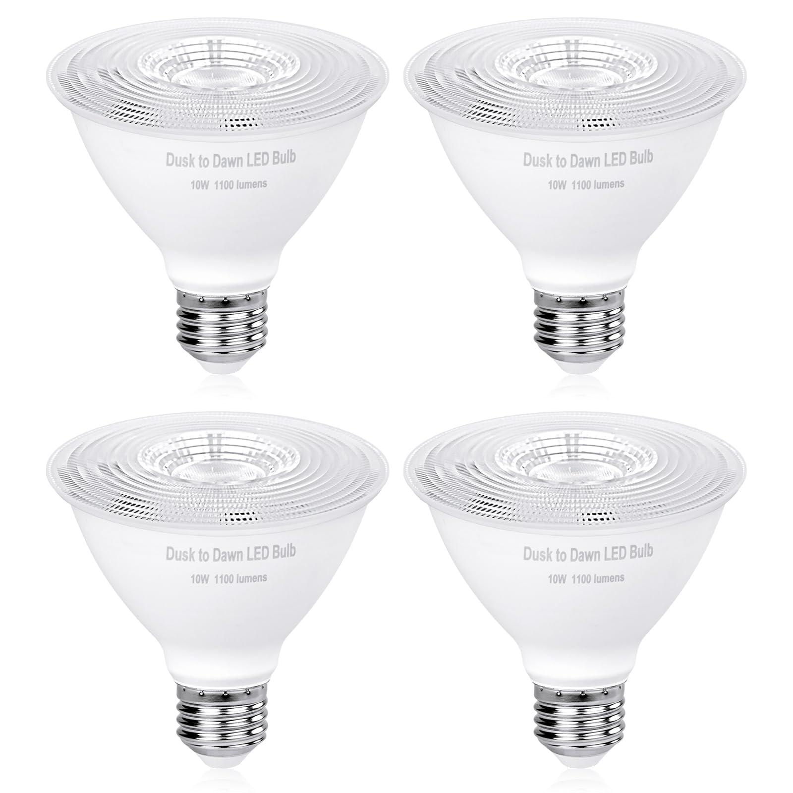 Photo 1 of (Short Neck) PAR30 Dusk to Dawn LED Flood Light Bulb, Photocell Sensor Bulb,10W Equivalent 75W,1100Lm,5000K,E26 Base,IP65 Waterproof for Outdoor Porch Light, 4 Pack
