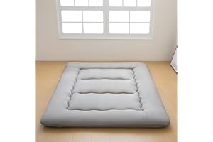 INFINICE Japanese Floor Mattress, Futon Mattress with Portable Storage Bag, Roll Up Mattress Thick Tatami Mattress Suitable for Camping, Guest Room, Gray, Twin XL