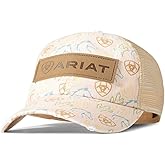 ARIAT Women's Horseshoe and Cactus Pattern Ponytail Cap with Large Patch (Pink)
