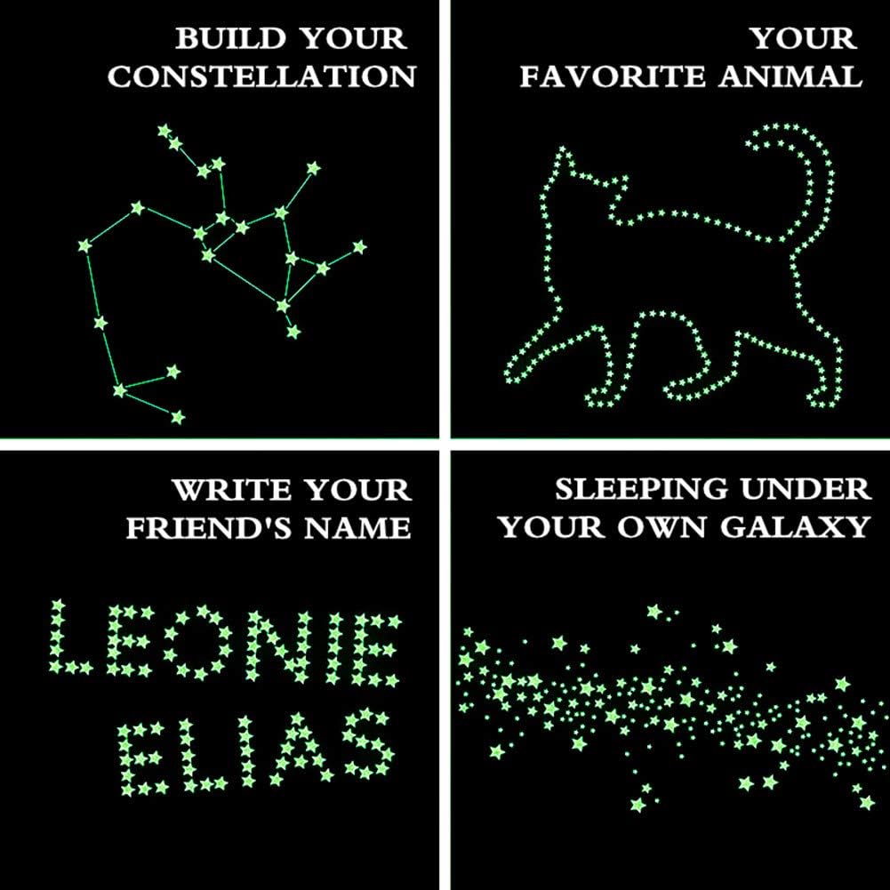 Aooyaoo Glow in The Dark Stars Wall Stickers, Glowing Stars for Ceiling and Wall Decals, 3D Glowing Stars,Excluding The Moon，Perfect for Kids Bedding Room or Party Birthday Gift(452Pcs, Green): Arts, Crafts & Sewing