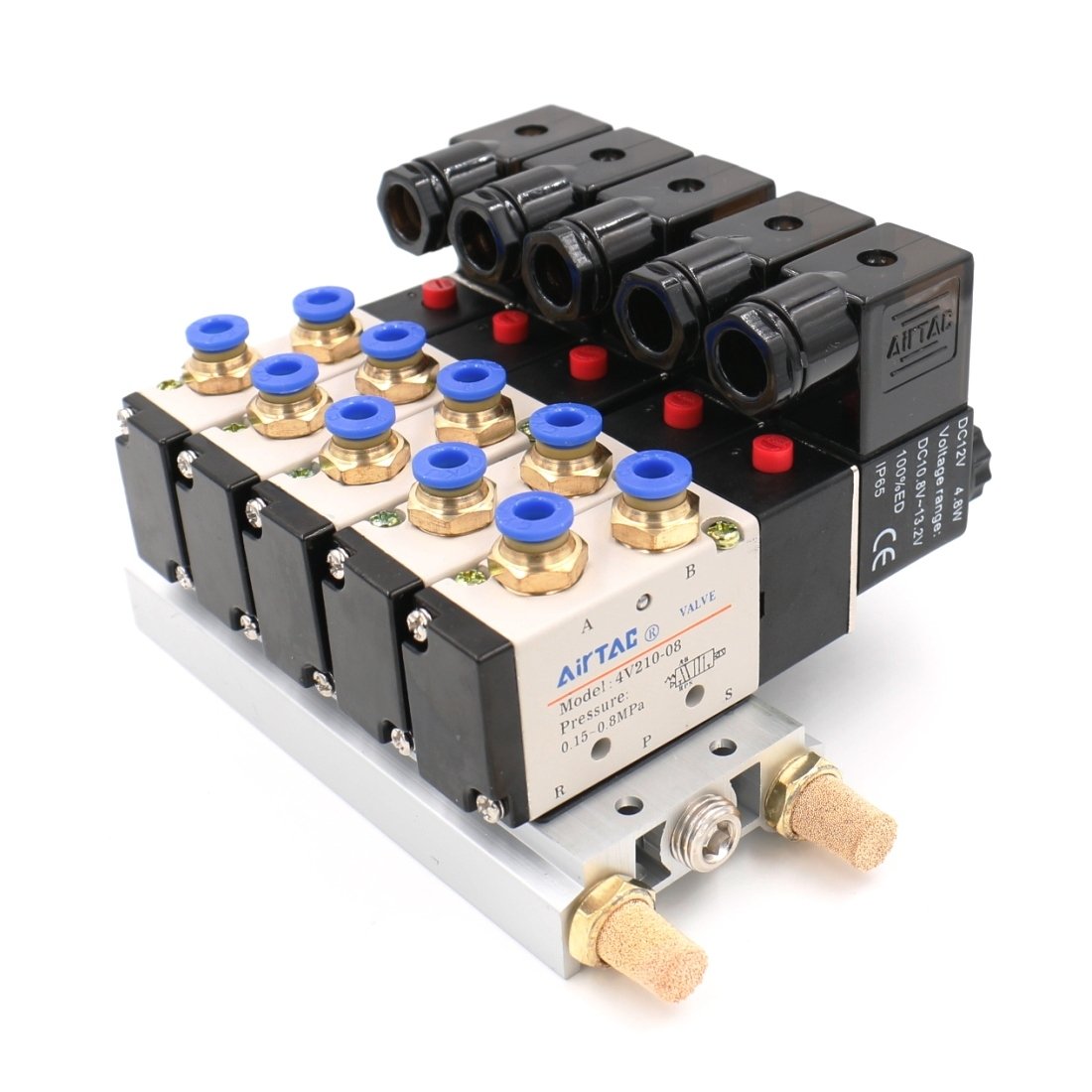 5 Way Port 2 Position Pneumatic Air Solenoid Valve 14pt Thread Dc12v