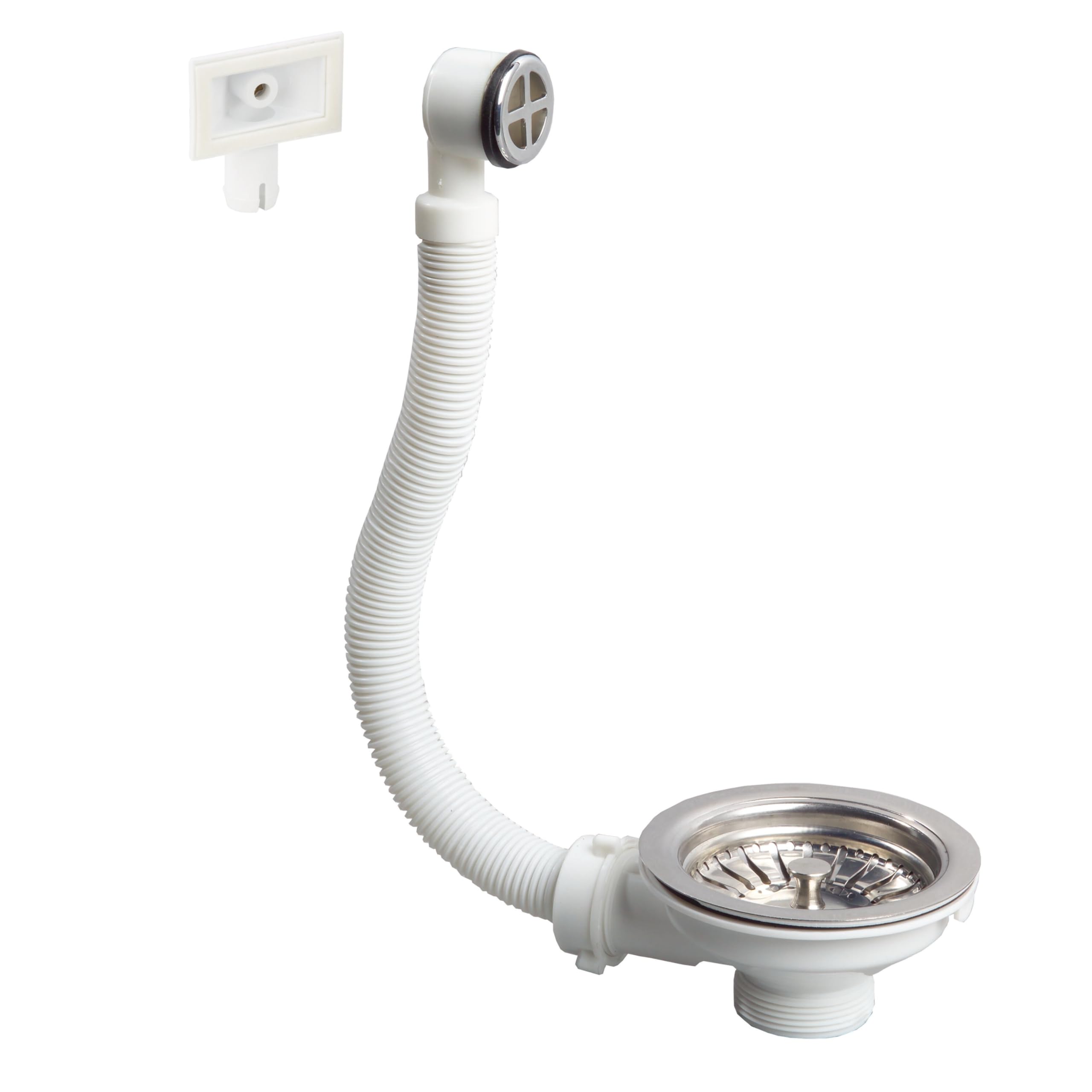 Wirquin, White 30723117 Sink Drain Fitting 1 Basin D90 with Overflow