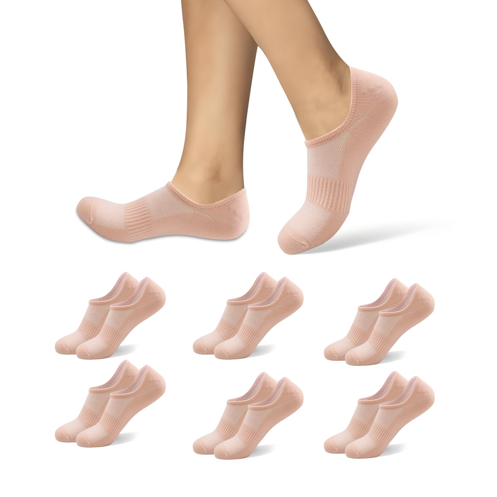 6 Paar Sneaker Socken Damen 35-38 Füßlinge Baumwolle für Loafer Mokassins