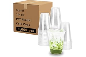 Karat [1,000 ct] 16oz Plastic Cups, Clear Disposable Cold Cup For Iced Coffee, Smoothies, and More, 98mm (C-KC16)