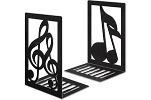 JINIHFW Book Ends,Metal Bookend,Bookend Decorative Heavy Book Ends for Shelves, Home Decorative Bookends for Heavy Books,Non-Skid Musical Note Bookshelf Holder