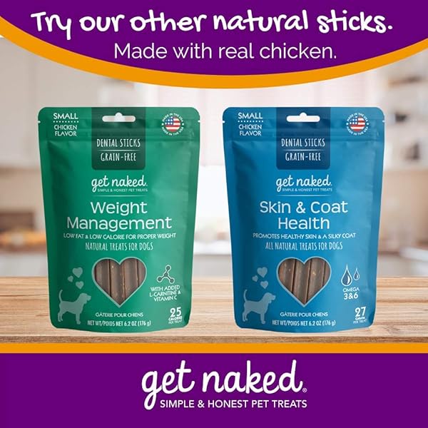 GET NAKED GRAIN FREE 1 POUCH 6.2 OZ JOINT HEALTH DENTAL CHEW STICKS, SMALL