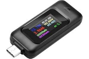 MakerHawk Type-C USB Meter Tester Power Meter USB Multimeter Voltage and Current Tester 0-5.1A 4-30V USB Power Tester Multi-function Tester Display Capacity Voltage Current Detector