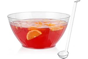 MOLIGOU Plastic Punch Bowl with Ladle, 1.8 Gallon Large Punch Bowl for Parties, Clear Serving Bowl for Salad, Snack, Candy