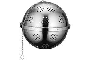 Spice Ball, 75mm, 3 Inches Diameter, Stainless Steel, Commercial Size, w Chain & Hook, for Soups, Stews, and Teas