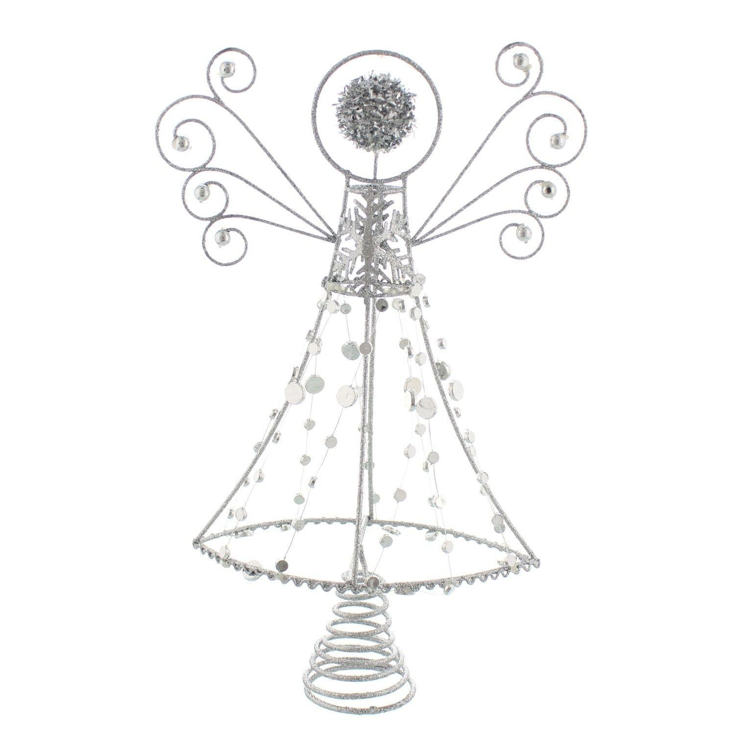 Festive Productions Tree Topper : Silver Glitter Abstract Angel : 18cm