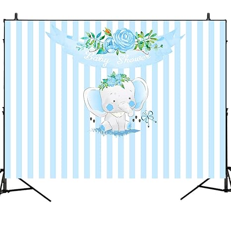 Amazon Com Mehofoto Blue Cartoon Elephant Baby Shower Backdrop