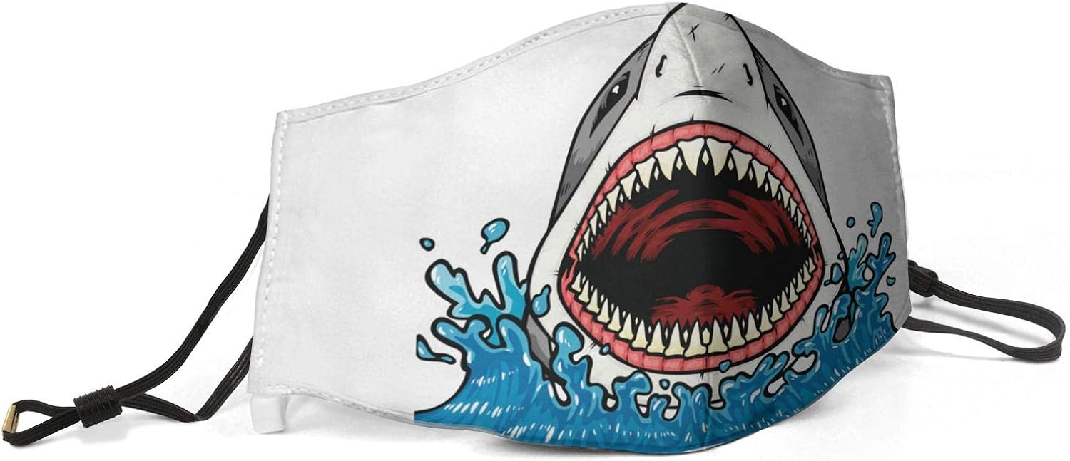 Winter Scarf Men Women Kids Adjustable Shark-Jaws-Shark-Tooth-Art- Cute Nose Mouth Face Cover