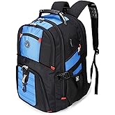 SHRRADOO Extra Large 50L Travel Laptop Backpack with USB Charging Port, College High School Backpack Airline Approved Business Work Bag Fits 17 Inch Computer for Men Women