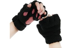 FakeFace Cute Cat Kitten Paw Fingerless Faux Fur Plush Gloves For Girls Women