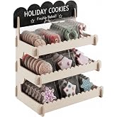 HOTCAN Wooden Cookie Display Stand with Chalkboard Sign for Bakers, Vendors, Craft Fairs | Pastry Display for Market Booths &amp; Events | 3 Tiered Cookie Display for Muffins, Cakes, and Pastries(Natural)